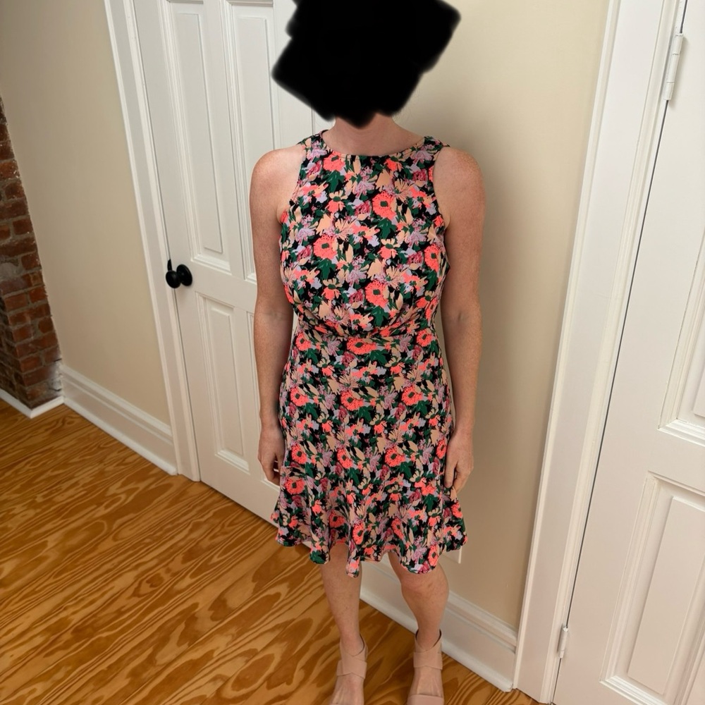 J. Crew Factory Floral Dress - Black, Pink, Green